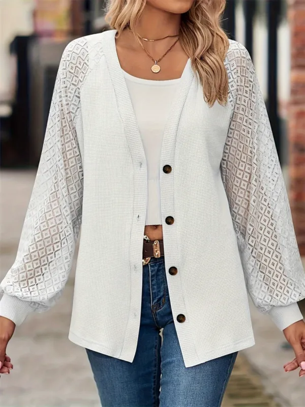 Button Up V-Neck Long Sleeve Outerwear sold by Charming Charlie