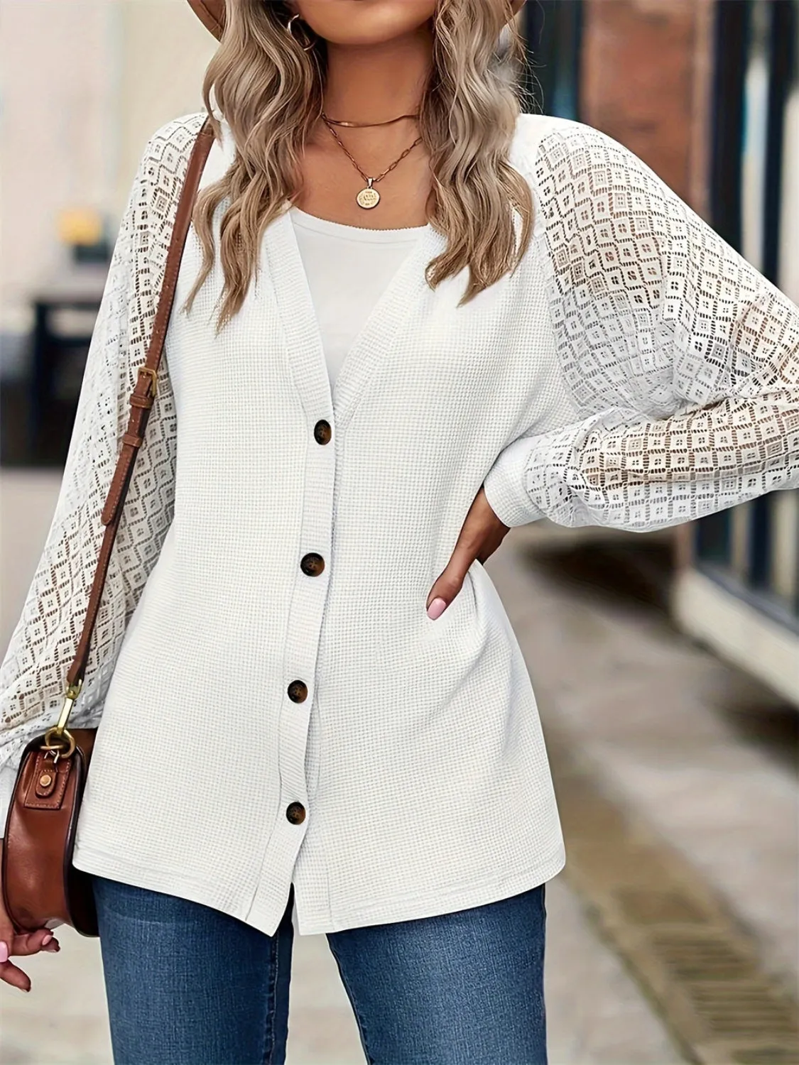 Button Up V-Neck Long Sleeve Outerwear sold by Charming Charlie product image thumbnail 5