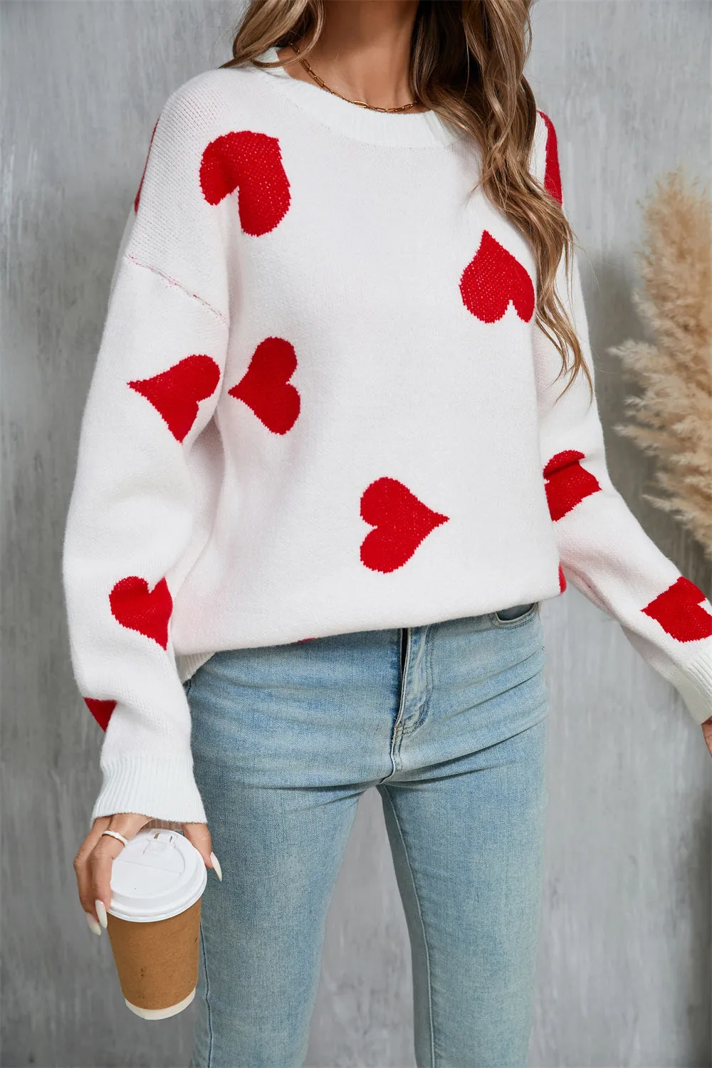 Angel Wings Heart Round Neck Dropped Shoulder Sweater sold by Charming Charlie product image thumbnail 4