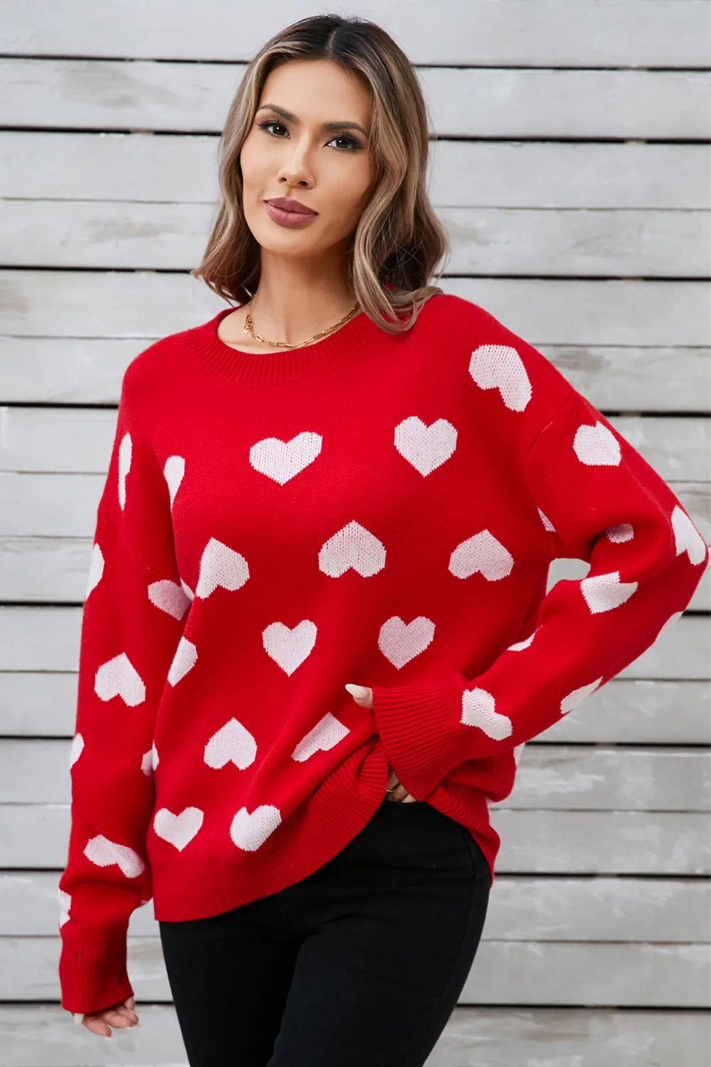 Angel Wings Heart Round Neck Long Sleeve Sweater sold by Charming Charlie product image thumbnail 3