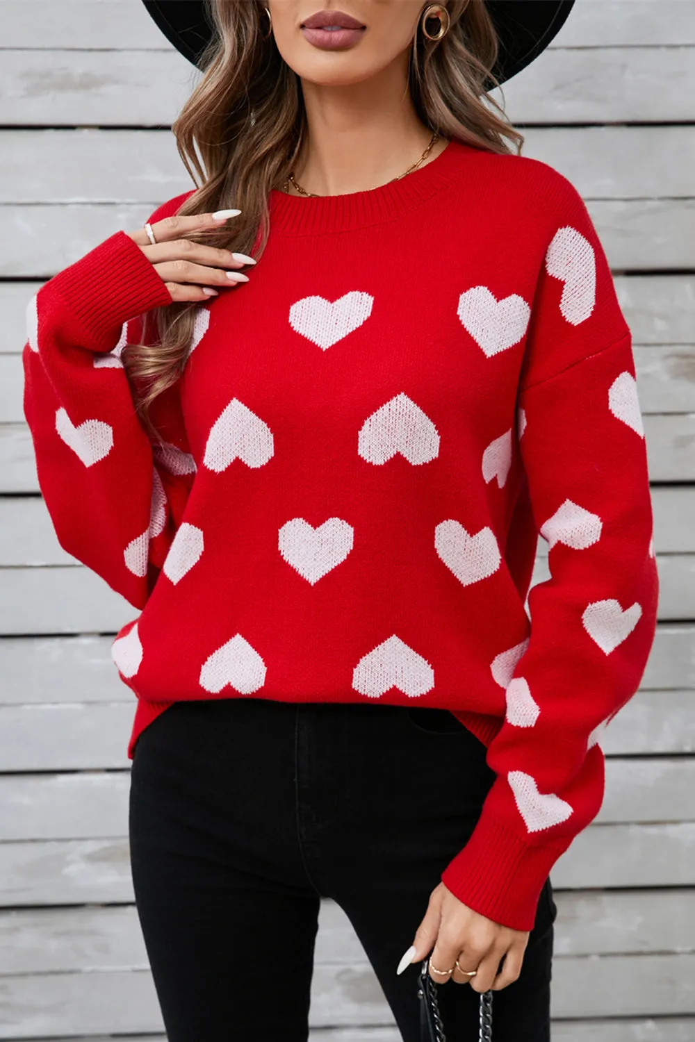 Angel Wings Heart Round Neck Long Sleeve Sweater sold by Charming Charlie product image thumbnail 2