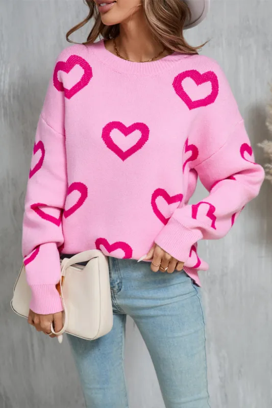 Angel Wings Heart Round Neck Dropped Shoulder Long Sleeve Sweater sold by Charming Charlie
