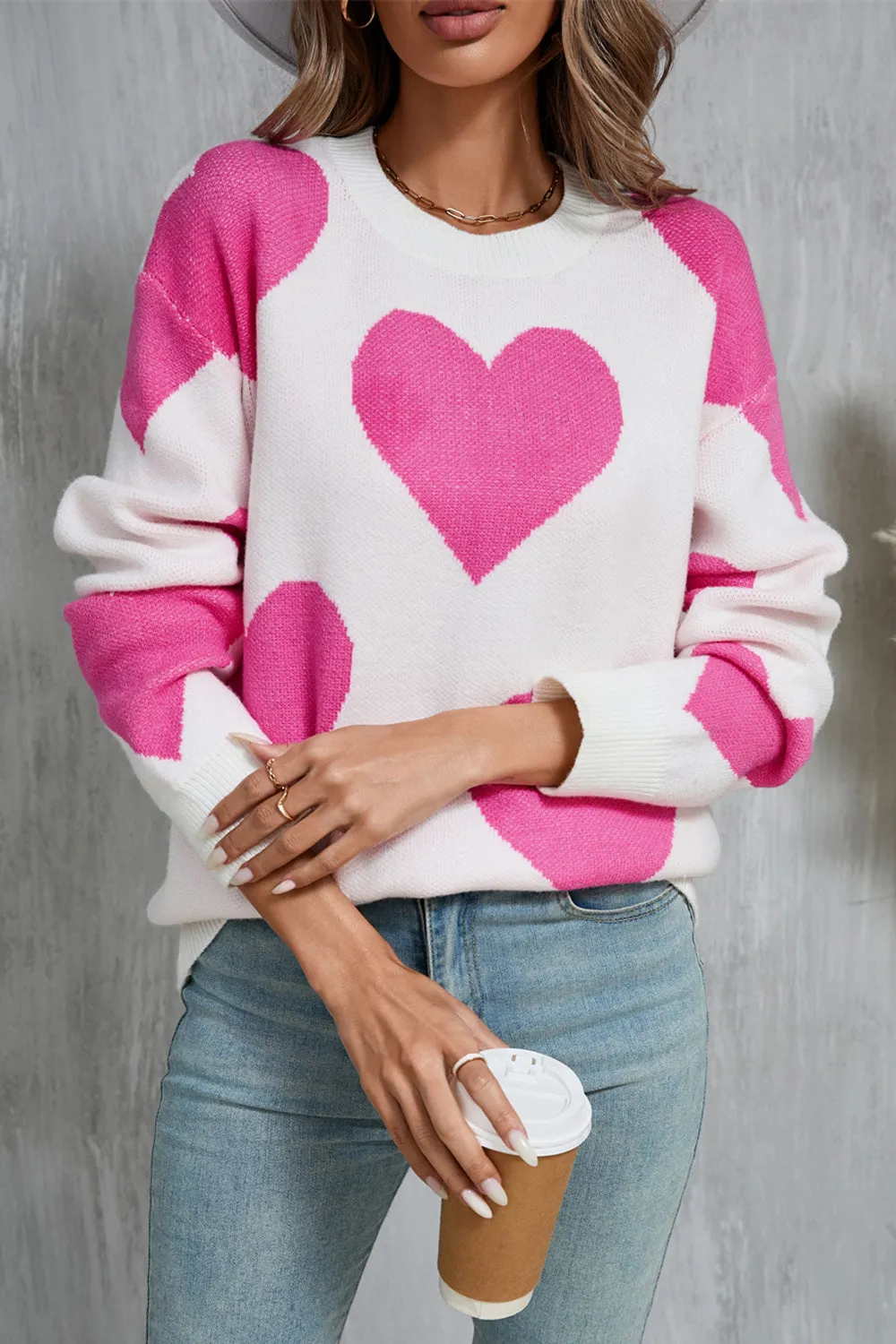 Angel Wings Contrast Heart Dropped Shoulder Long Sleeve Sweater sold by Charming Charlie product image thumbnail 3