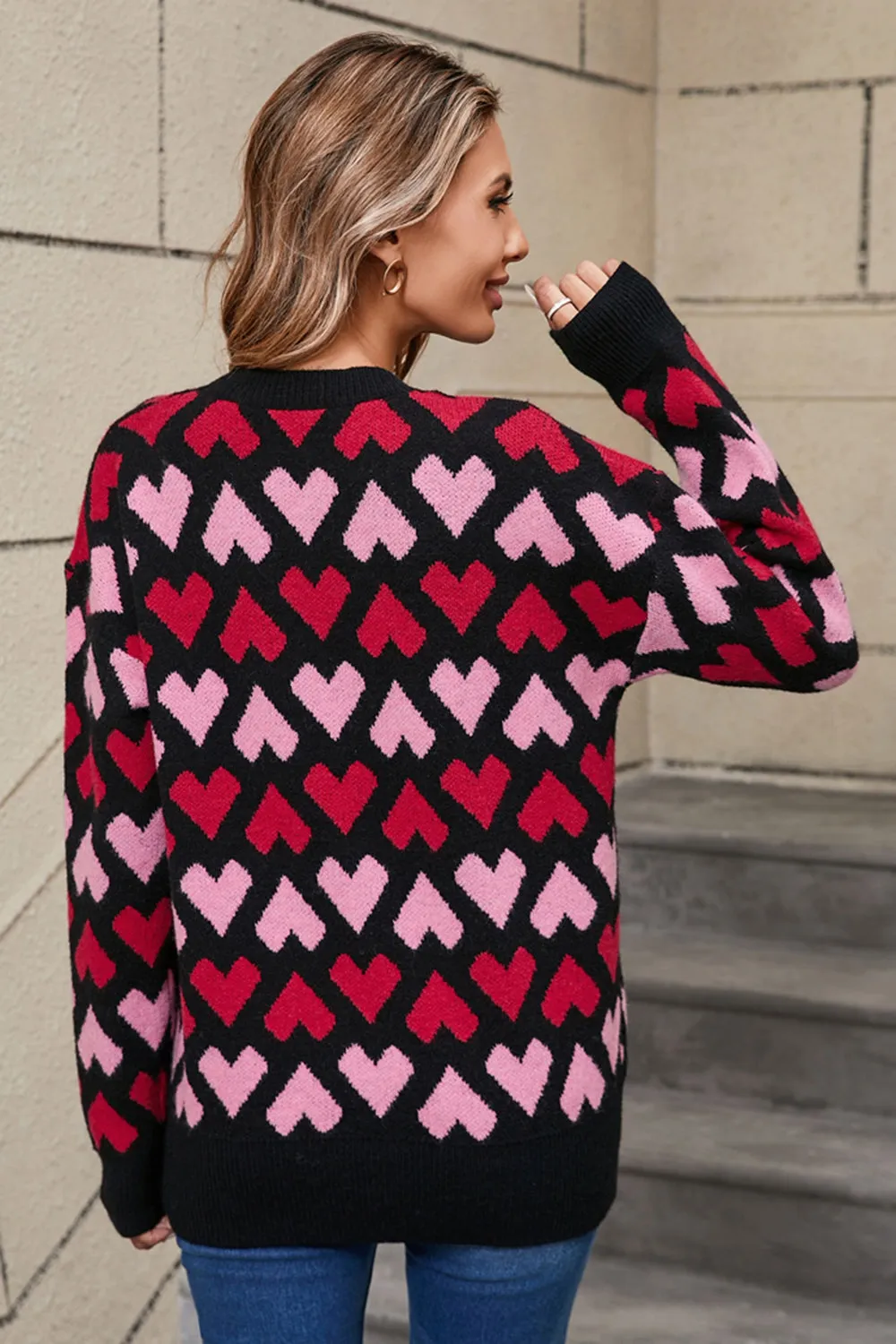Angel Wings Contrast Heart Round Neck Sweater sold by Charming Charlie product image thumbnail 2