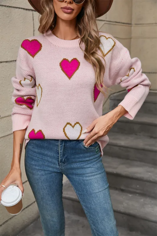 Angel Wings Contrast Heart Round Neck Long Sleeve Sweater sold by Charming Charlie
