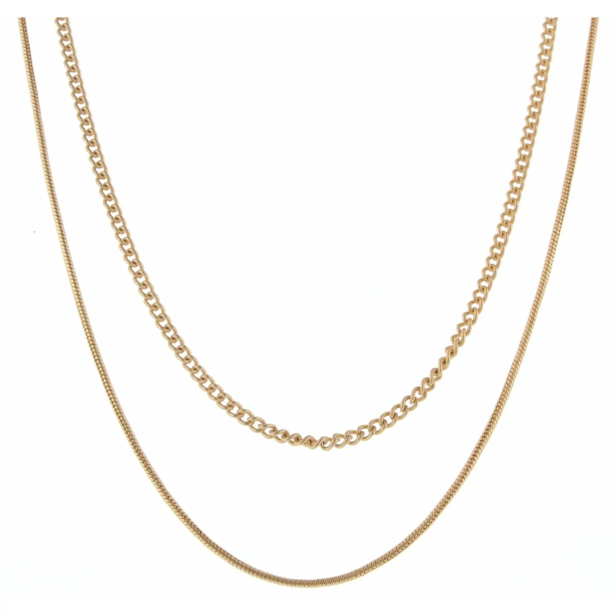 16", 18" 2 Layer Dainty Gold Curb and Omega Chain Necklace sold by Charming Charlie