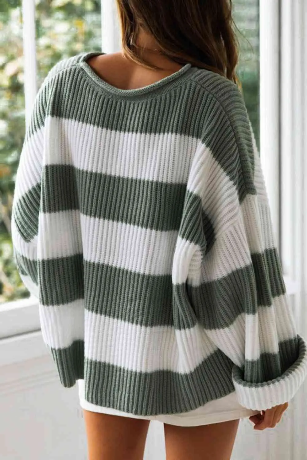 Striped Round Neck Long Sleeve Sweater sold by Charming Charlie product image thumbnail 2