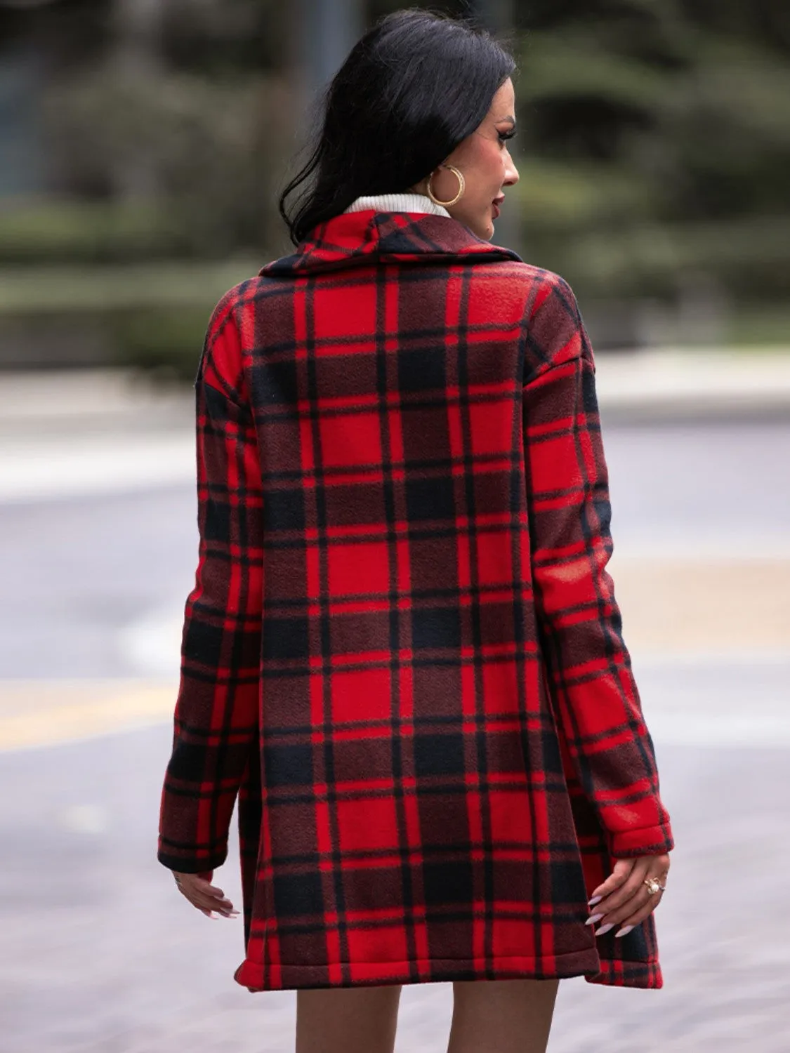 Plaid Shawl Collar Coat with Pockets sold by Charming Charlie product image thumbnail 2