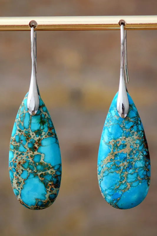 Handmade Teardrop Shape Natural Stone Dangle Earrings made by Charming Charlie