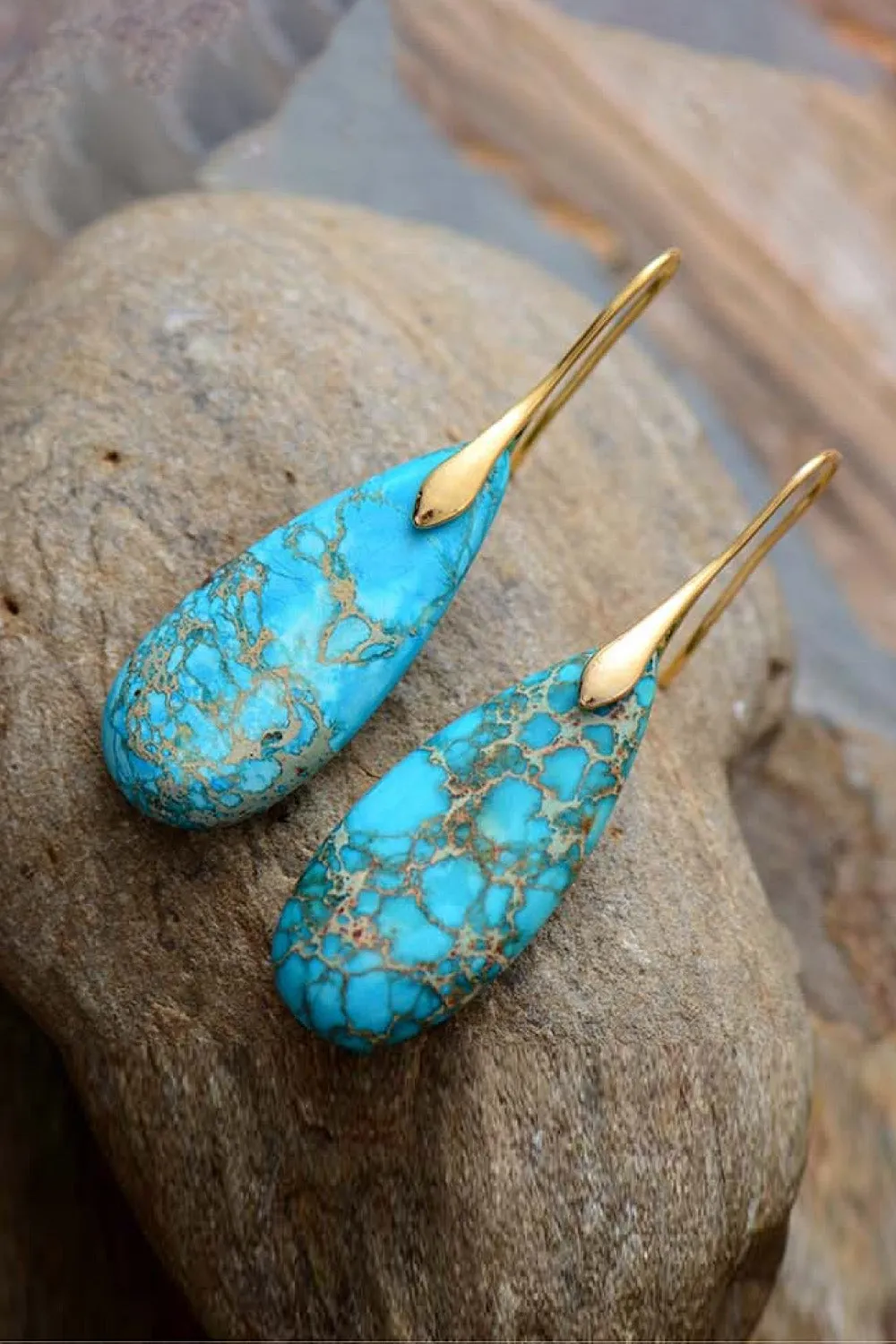 Handmade Teardrop Shape Natural Stone Dangle Earrings sold by Charming Charlie product image thumbnail 3