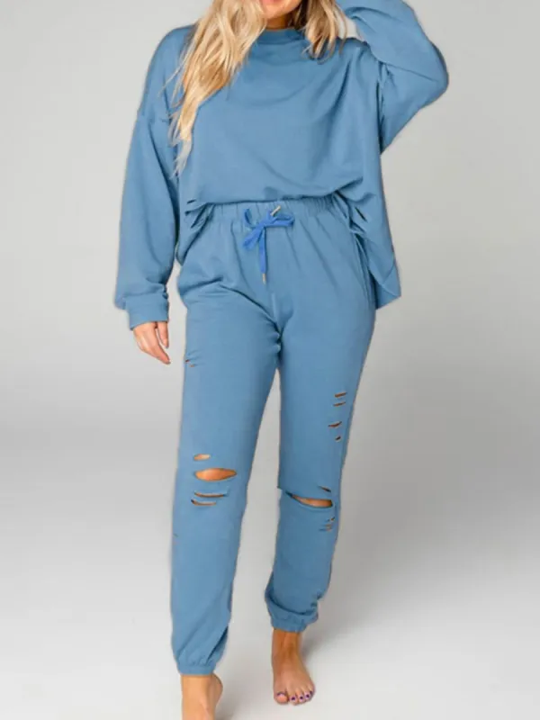Distressed Sweatshirt and Joggers Set sold by Charming Charlie