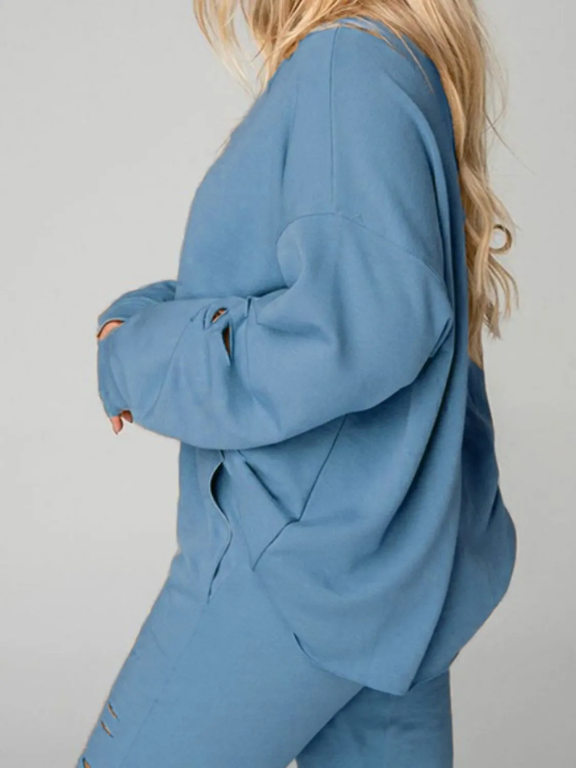 Distressed Sweatshirt and Joggers Set sold by Charming Charlie product image thumbnail 3