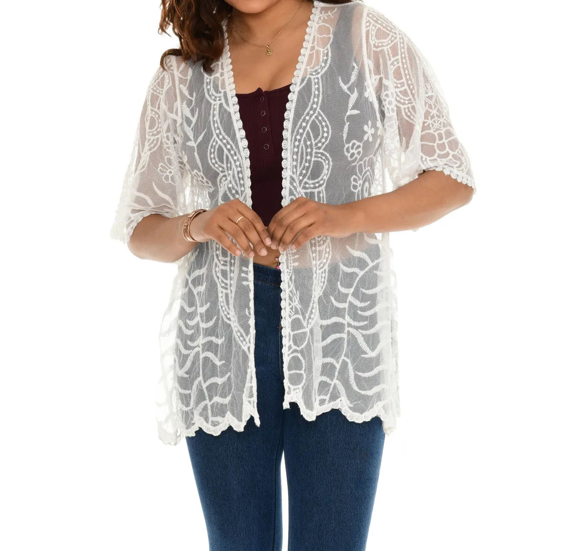 Sheer Crochet Open Cardigan sold by Charming Charlie product image thumbnail 4