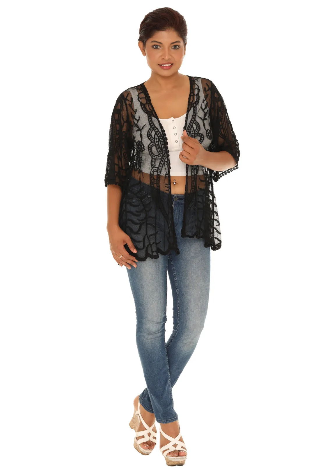 Sheer Crochet Open Cardigan sold by Charming Charlie product image thumbnail 3