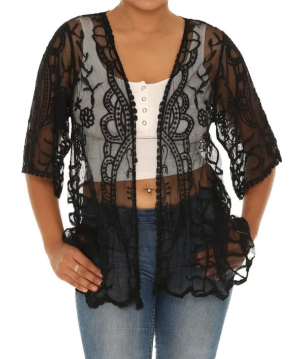 Sheer Crochet Open Cardigan sold by Charming Charlie