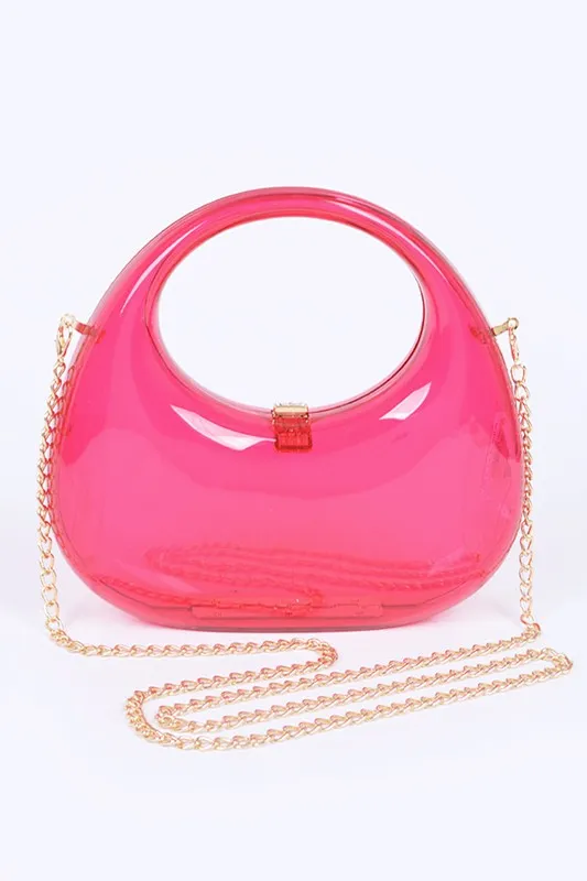 Molded Cleared Acrylic Top Handle Box Clutch sold by Charming Charlie