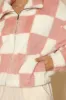 Fuzzy checkered zip front jacket sold by Charming Charlie