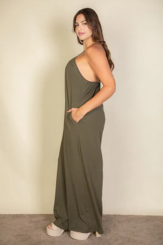 Plus Spaghetti strap solid wide jumpsuit sold by Charming Charlie product image thumbnail 2