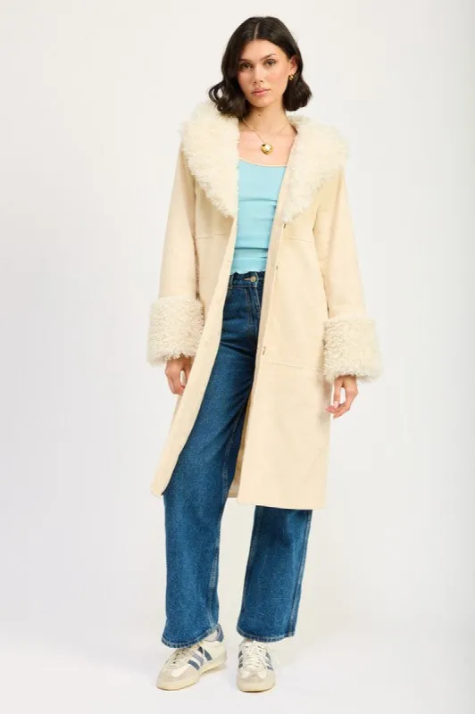 FAUX FUR MID TRENCH COAT sold by Charming Charlie