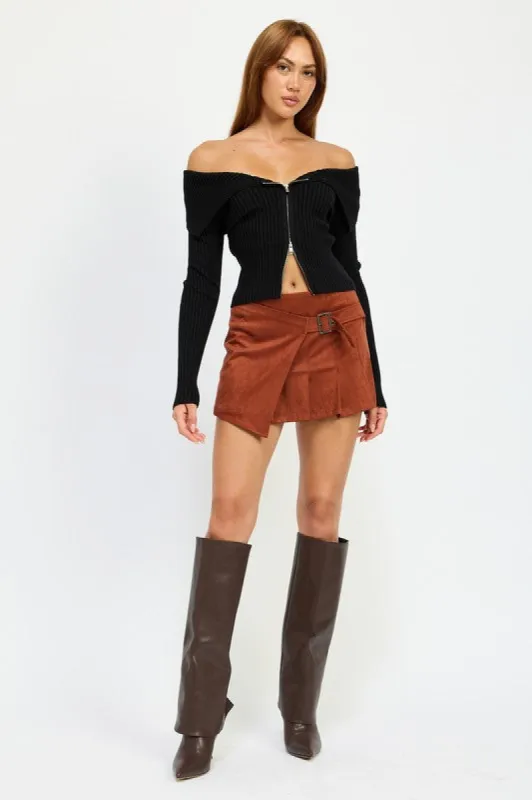WRAPPED BUCKLE BELT MINI SKIRT sold by Charming Charlie