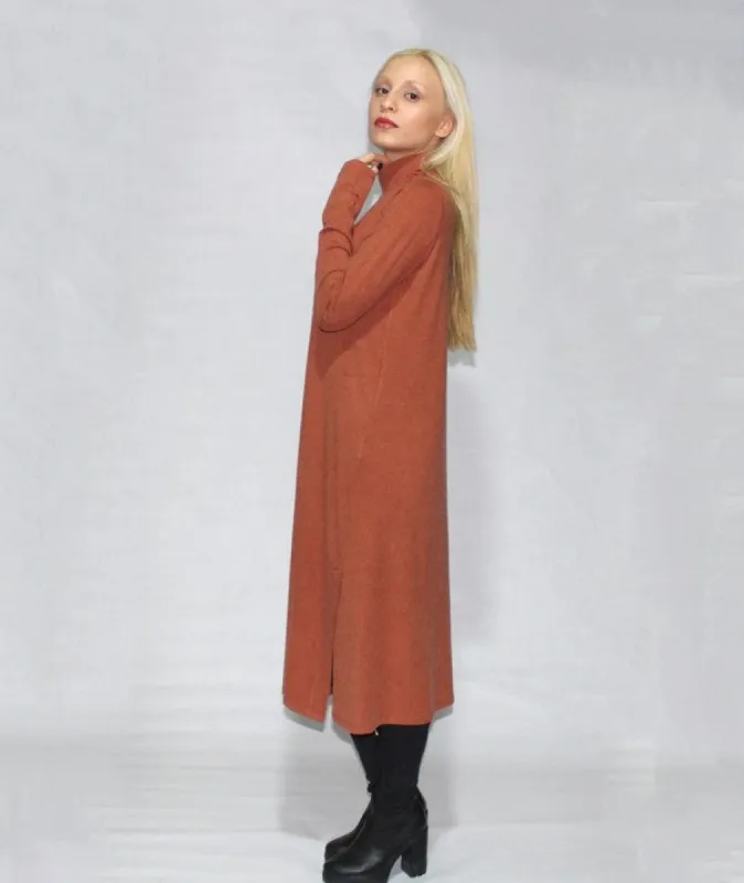 Turtle neck dress long sleeve with side slits sold by Charming Charlie