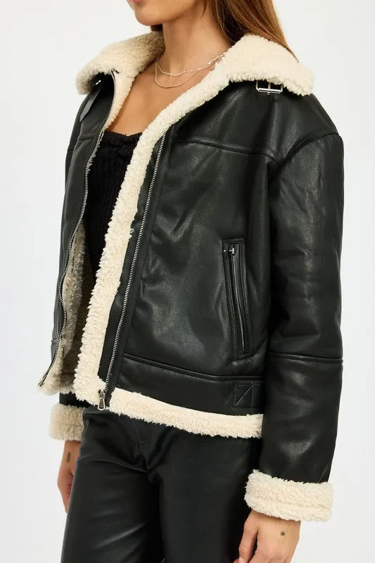 SHEARLING MOTO JACKET sold by Charming Charlie product image thumbnail 2