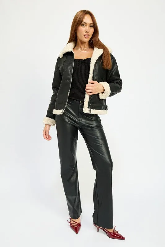 SHEARLING MOTO JACKET sold by Charming Charlie product image thumbnail 4