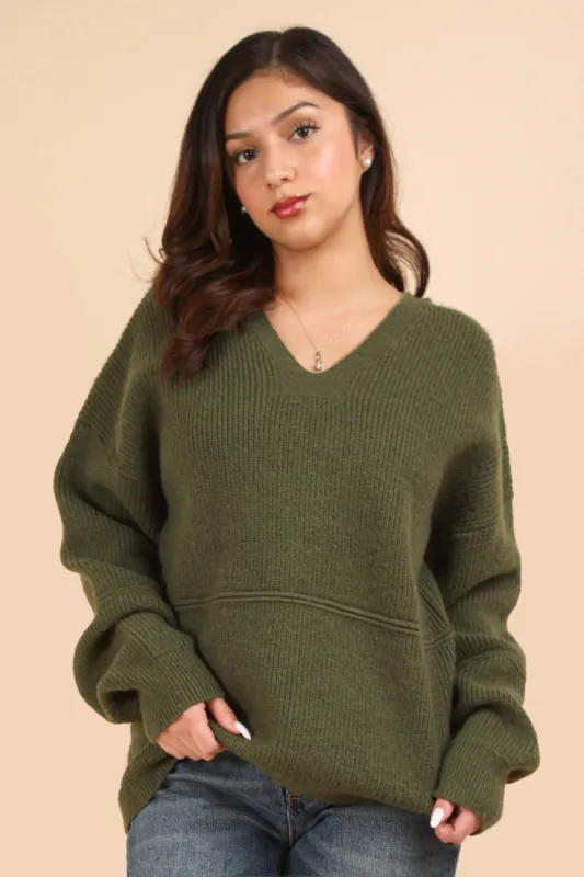 VERY J Seam Detail Drop Shoulder Hooded Sweater sold by Charming Charlie