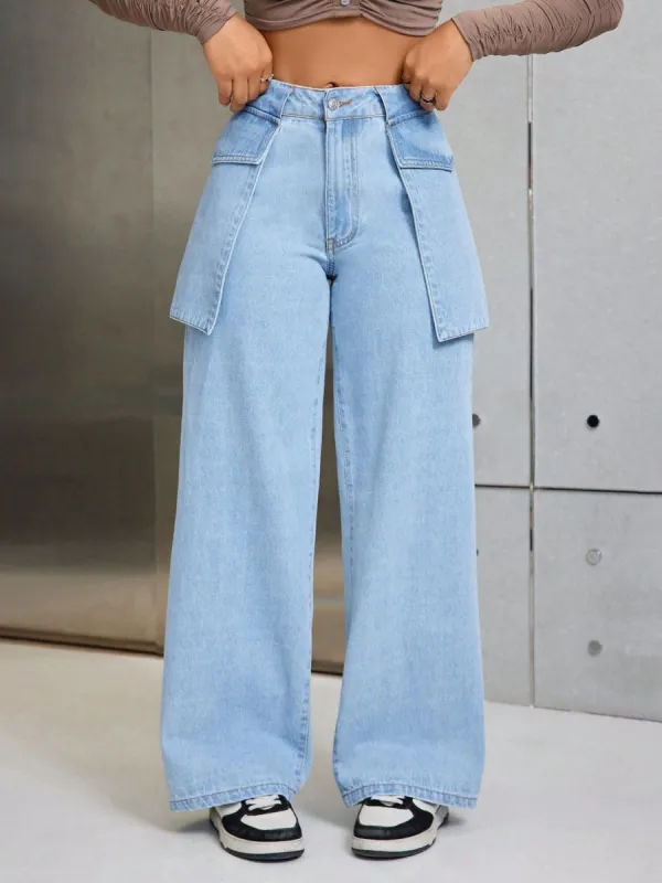 Wide Leg Jeans with Pockets sold by Charming Charlie