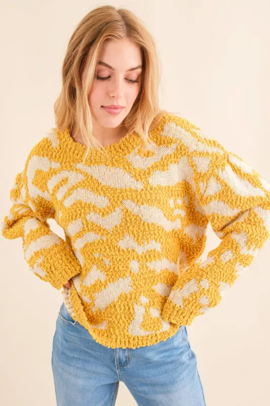And The Why Full Size Textured Pattern Contrast Sweater sold by Charming Charlie