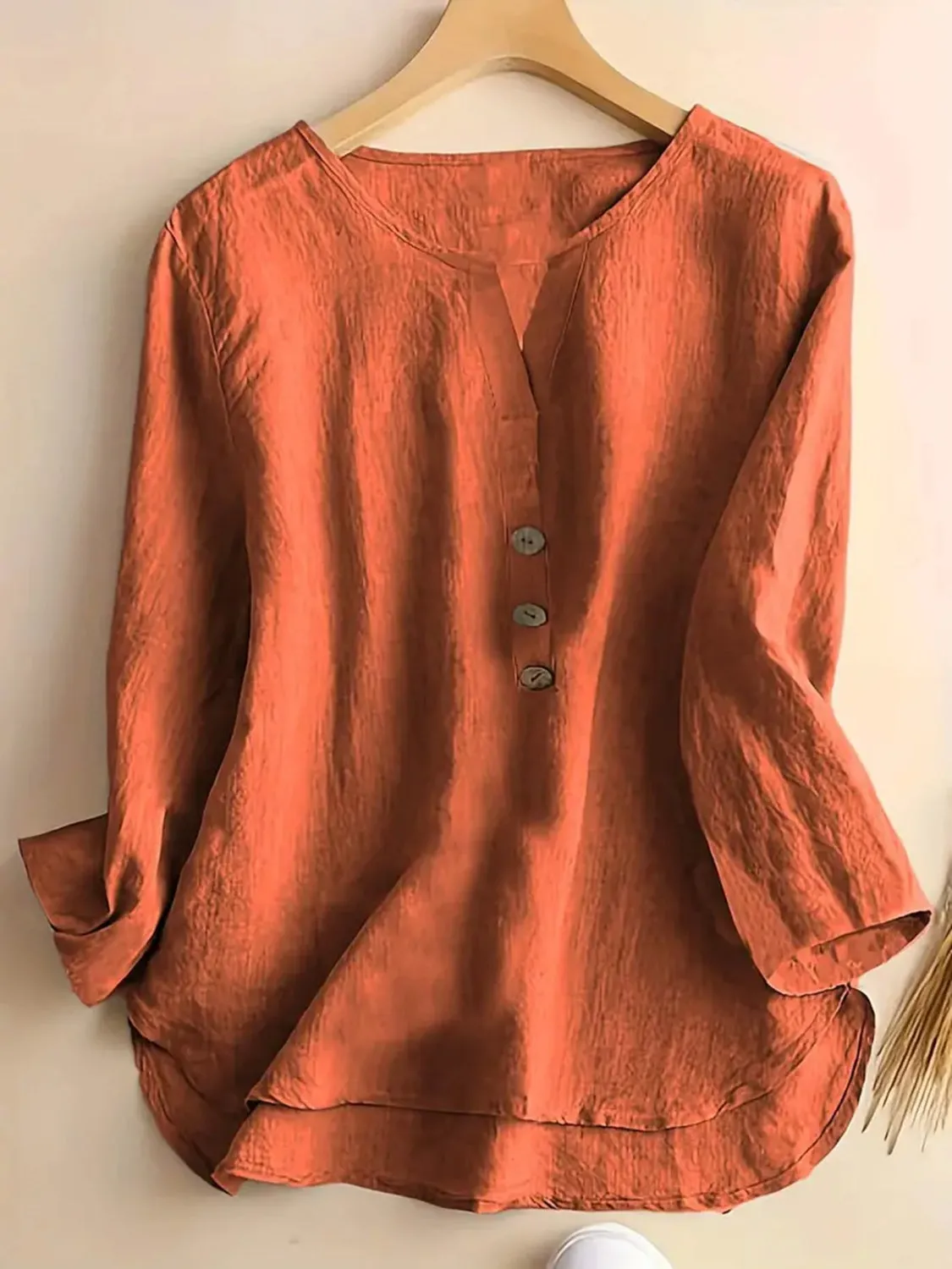 Notched Three-Quarter Sleeve Blouse sold by Charming Charlie product image thumbnail 3