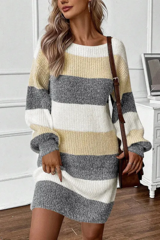 Color Block Boat Neck Long Sleeve Sweater Dress sold by Charming Charlie