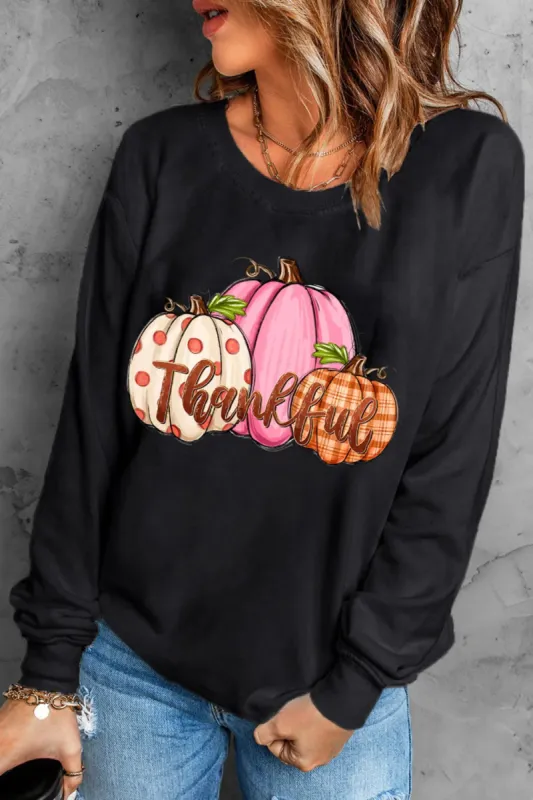 Pumpkin Graphic Round Neck Dropped Shoulder Sweatshirt sold by Charming Charlie
