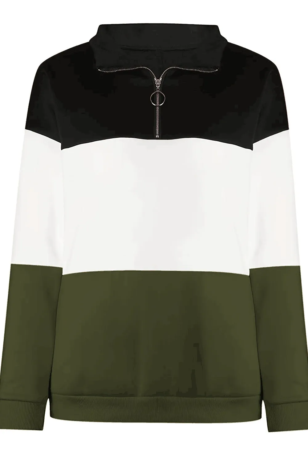 Full Size Color Block Quarter Zip Long Sleeve Sweatshirt sold by Charming Charlie product image thumbnail 2