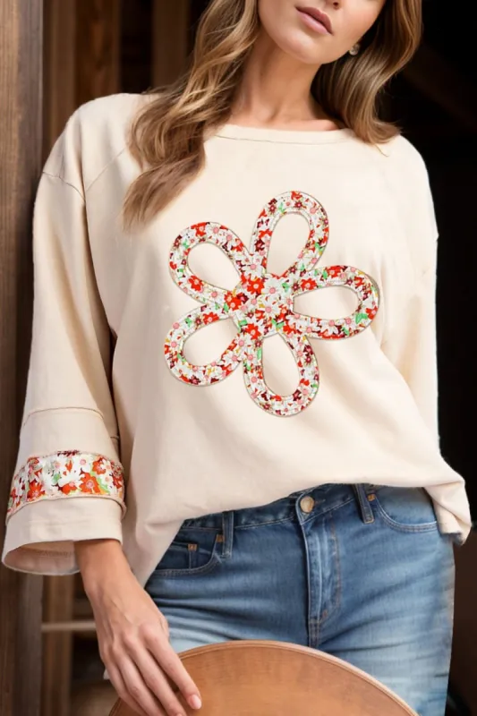 Exposed Seam Slit Floral Round Neck Blouse sold by Charming Charlie