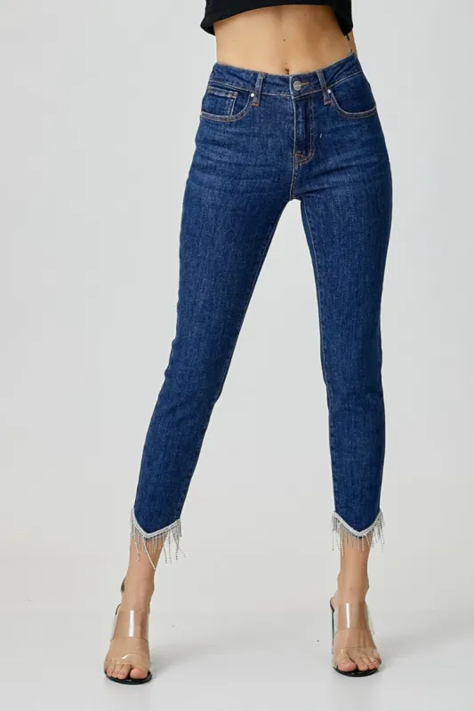 RISEN Full Size Embellished Mid Rise Crop Skinny Jeans sold by Charming Charlie
