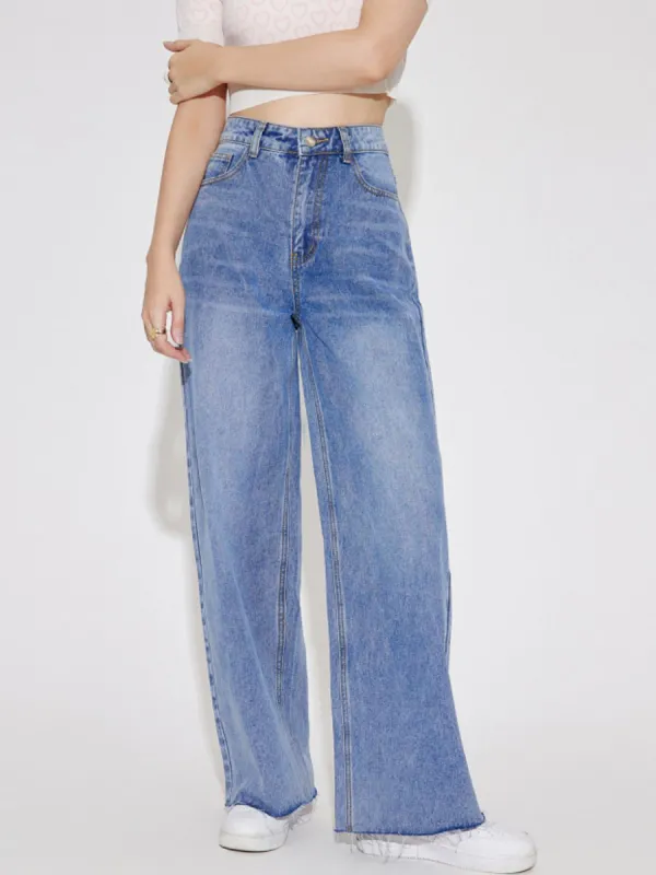 High Waist Straight Leg Jeans with Pockets sold by Charming Charlie