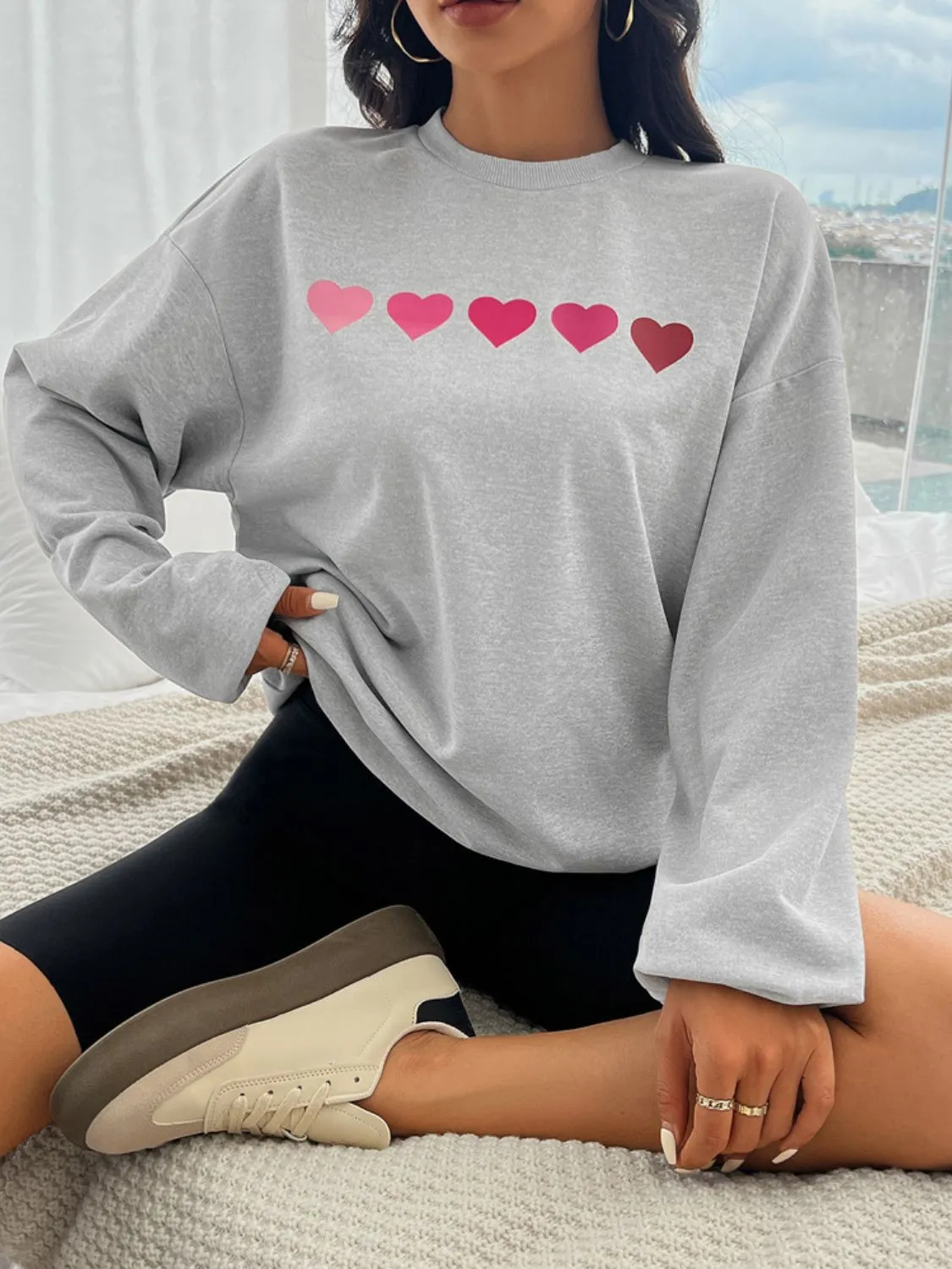 Devine Heart Dropped Shoulder Long Sleeve Sweatshirt sold by Charming Charlie product image thumbnail 4