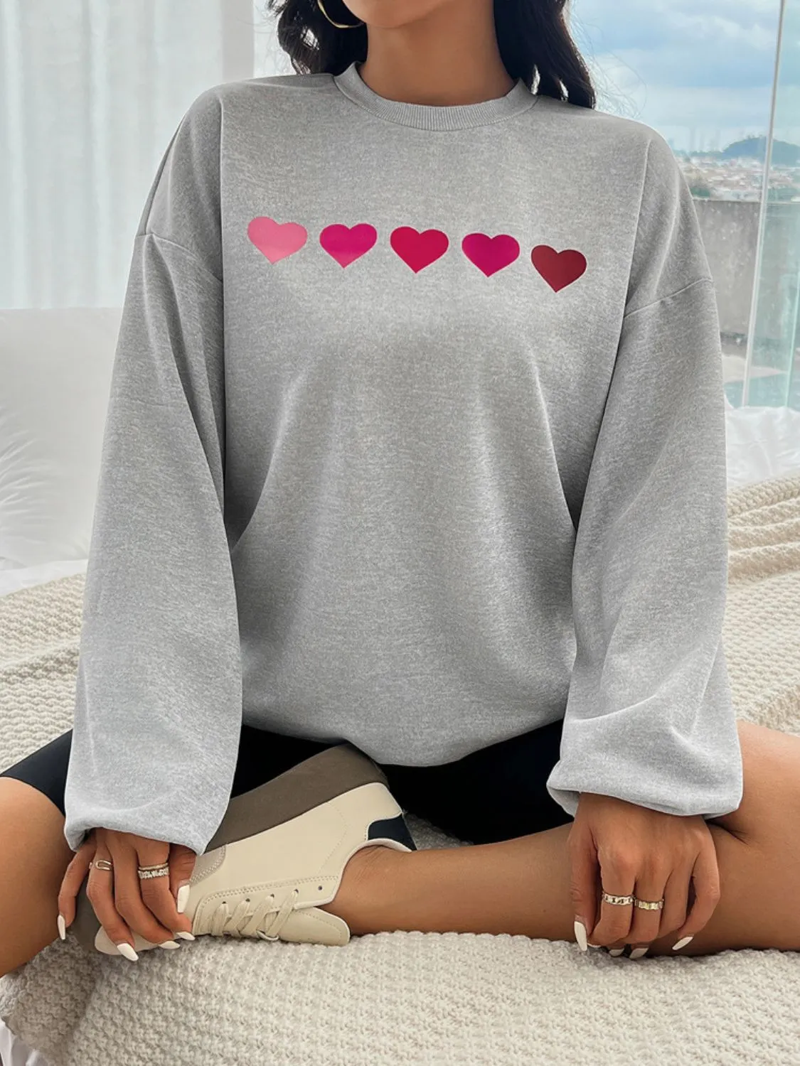 Devine Heart Dropped Shoulder Long Sleeve Sweatshirt sold by Charming Charlie product image thumbnail 5