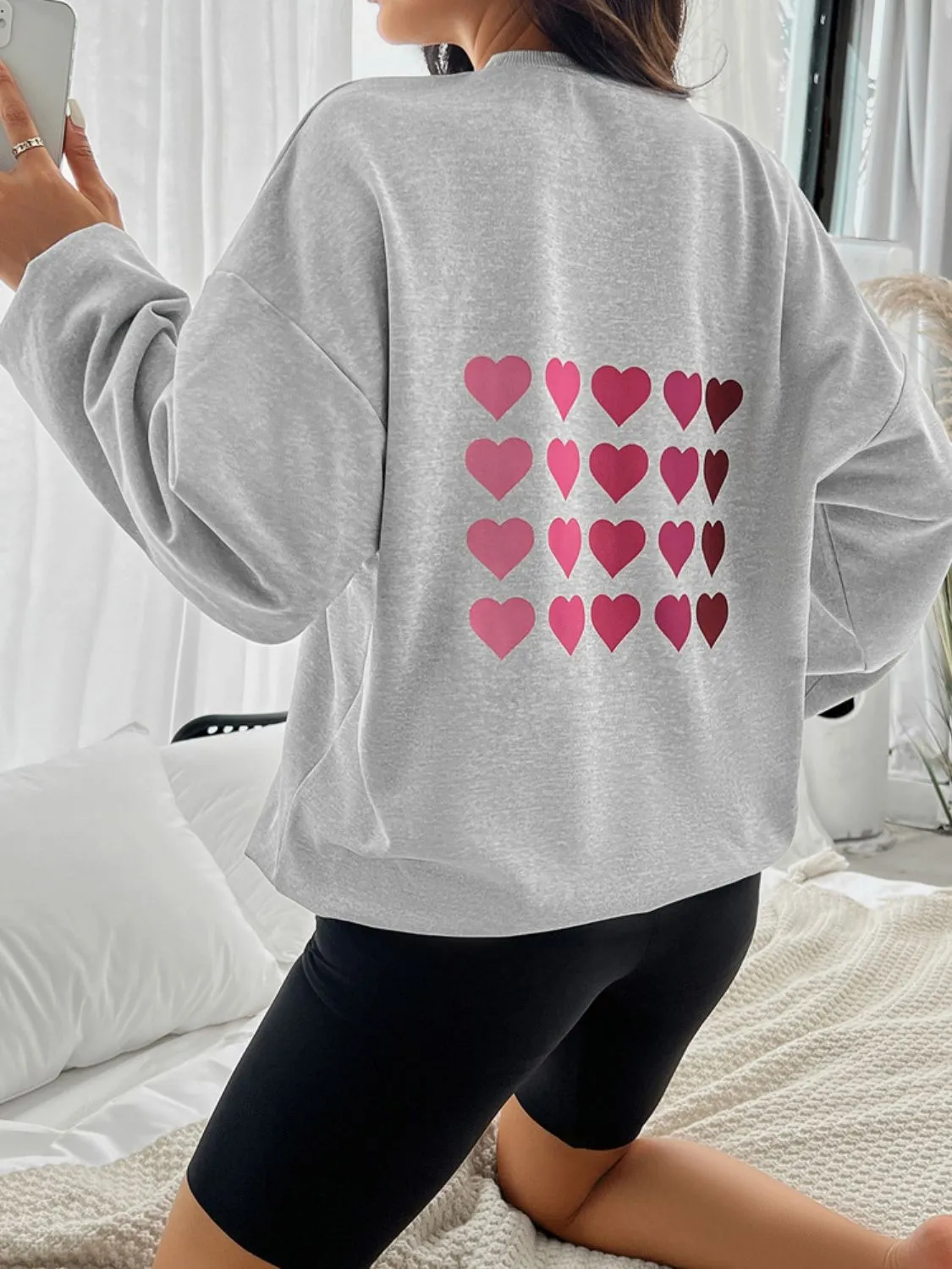 Devine Heart Dropped Shoulder Long Sleeve Sweatshirt sold by Charming Charlie product image thumbnail 2