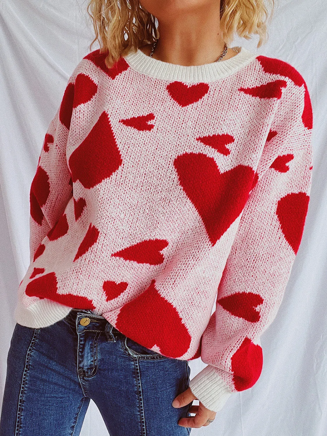 Heart Round Neck Long Sleeve Sweater sold by Charming Charlie product image thumbnail 3