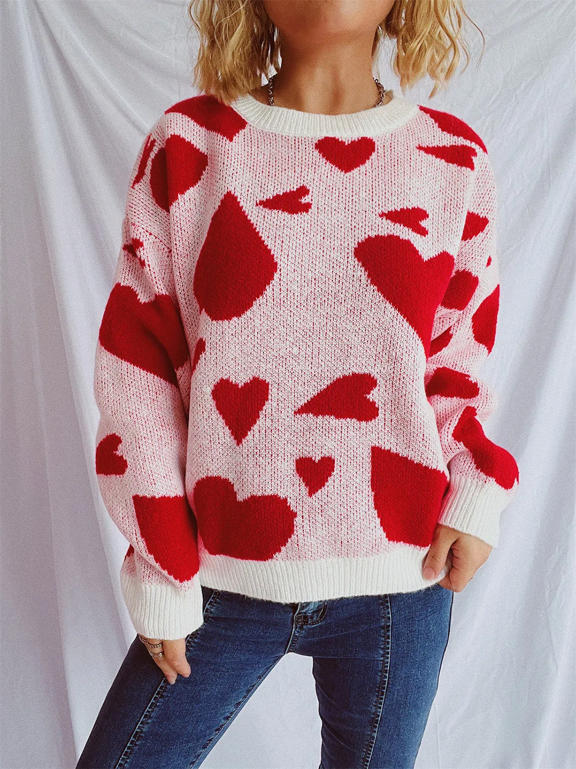 Heart Round Neck Long Sleeve Sweater sold by Charming Charlie product image thumbnail 4