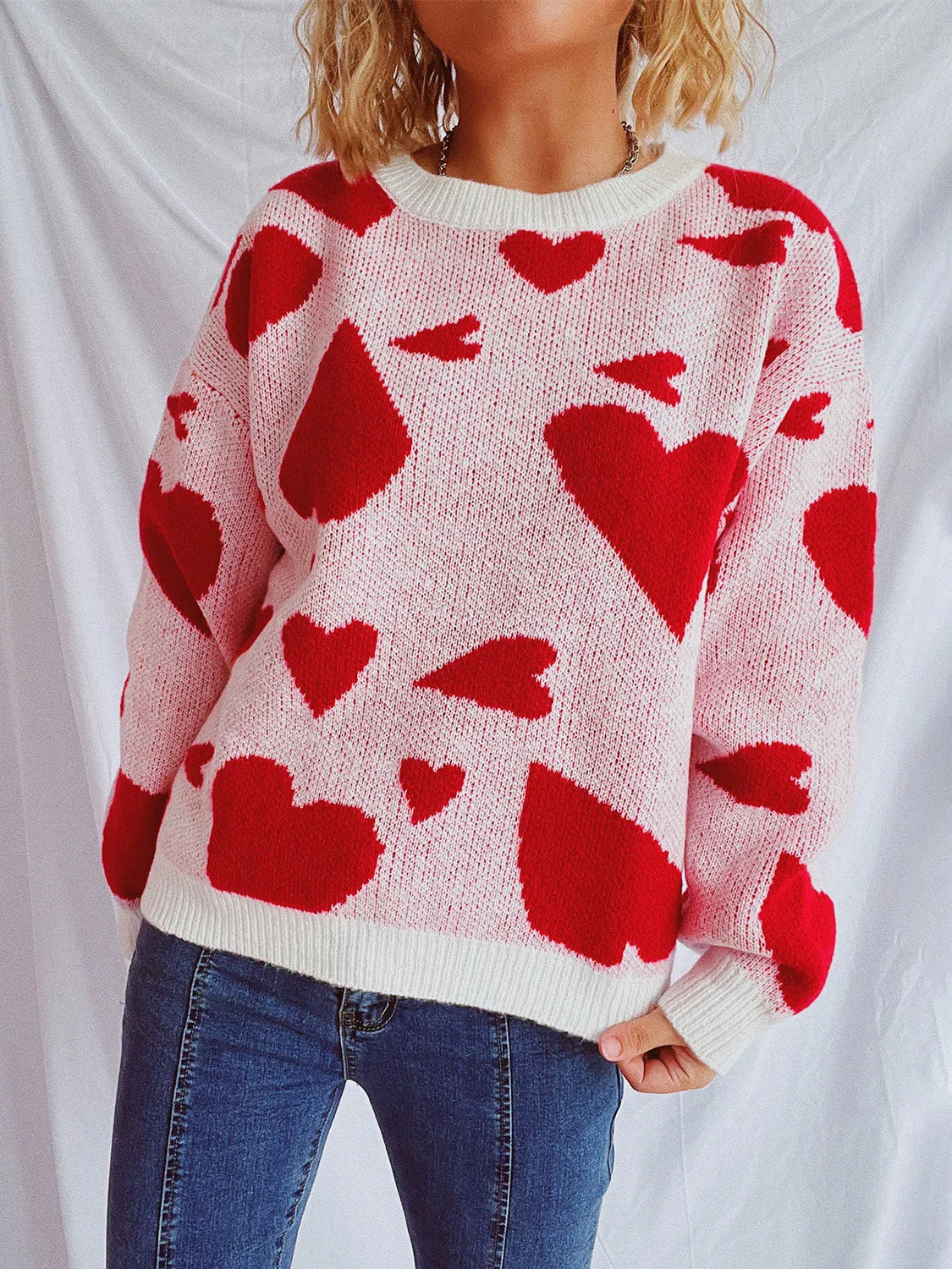 Heart Round Neck Long Sleeve Sweater sold by Charming Charlie product image thumbnail 5