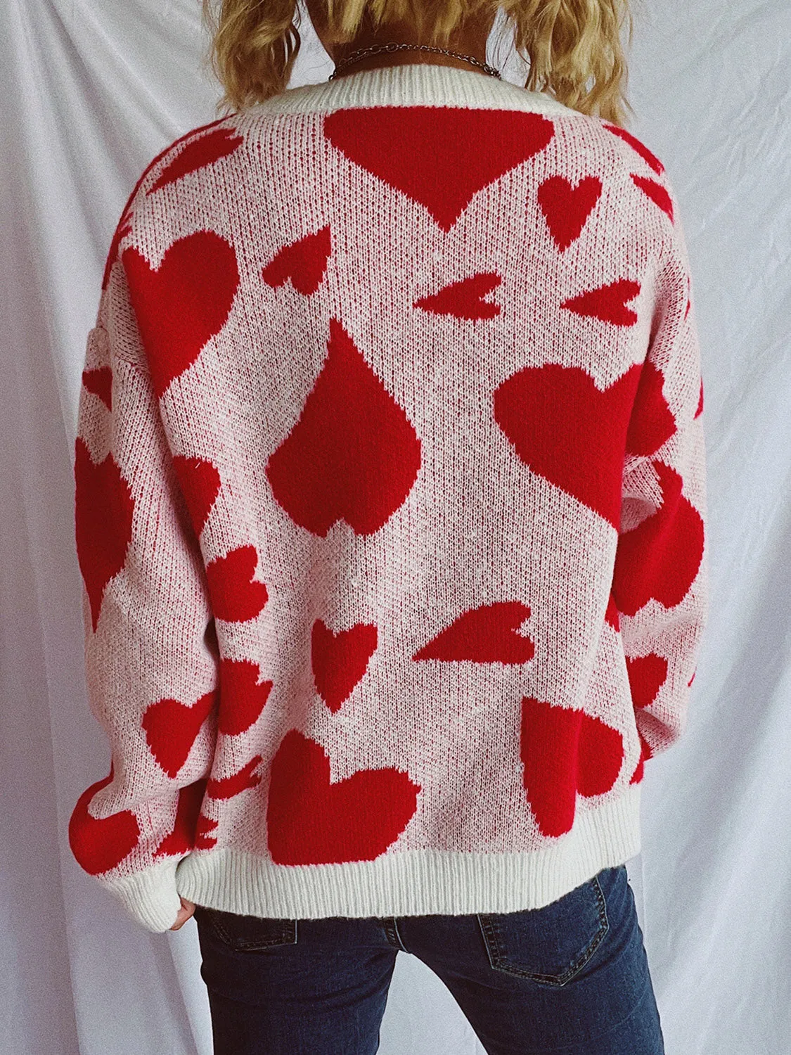 Heart Round Neck Long Sleeve Sweater sold by Charming Charlie product image thumbnail 2