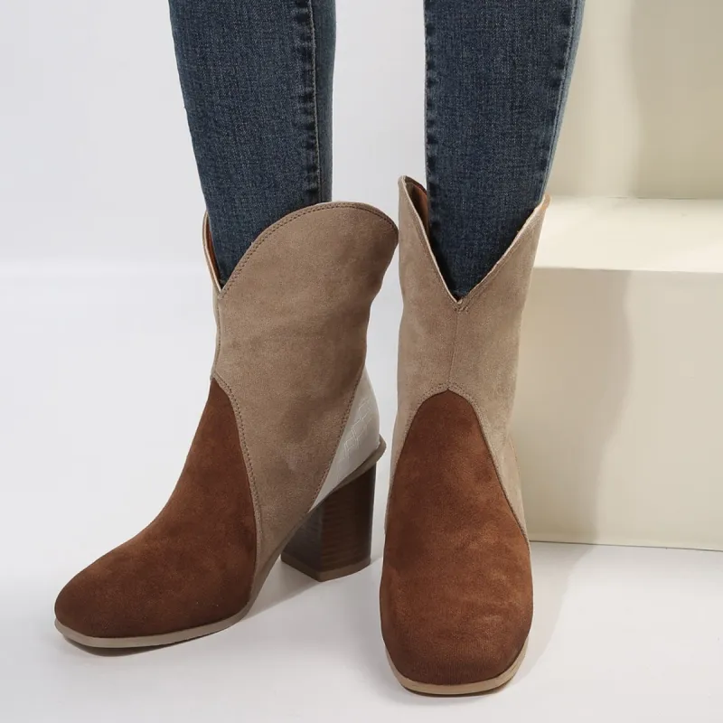 Suede Square Toe Block Heel Boots sold by Charming Charlie