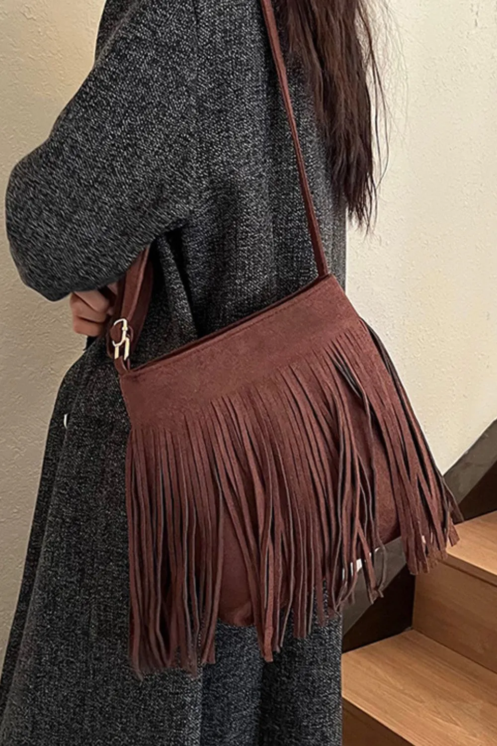 Suede Fringe Shoulder Bag sold by Charming Charlie product image thumbnail 3