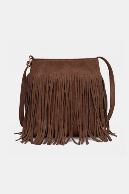 Suede Fringe Shoulder Bag sold by Charming Charlie