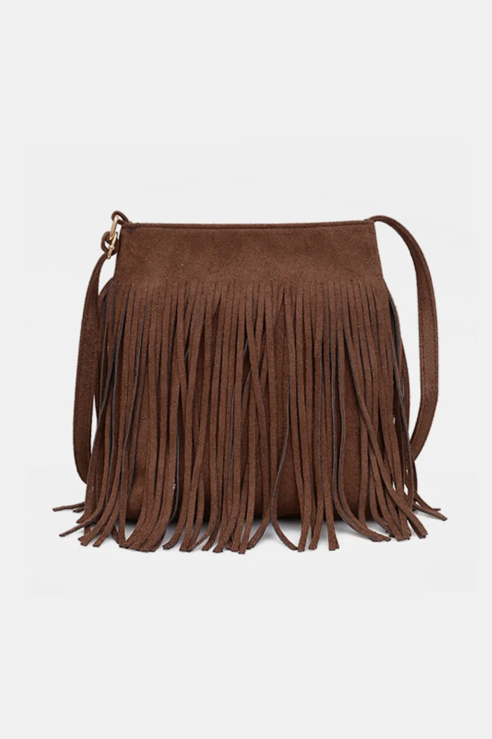 Suede Fringe Shoulder Bag sold by Charming Charlie