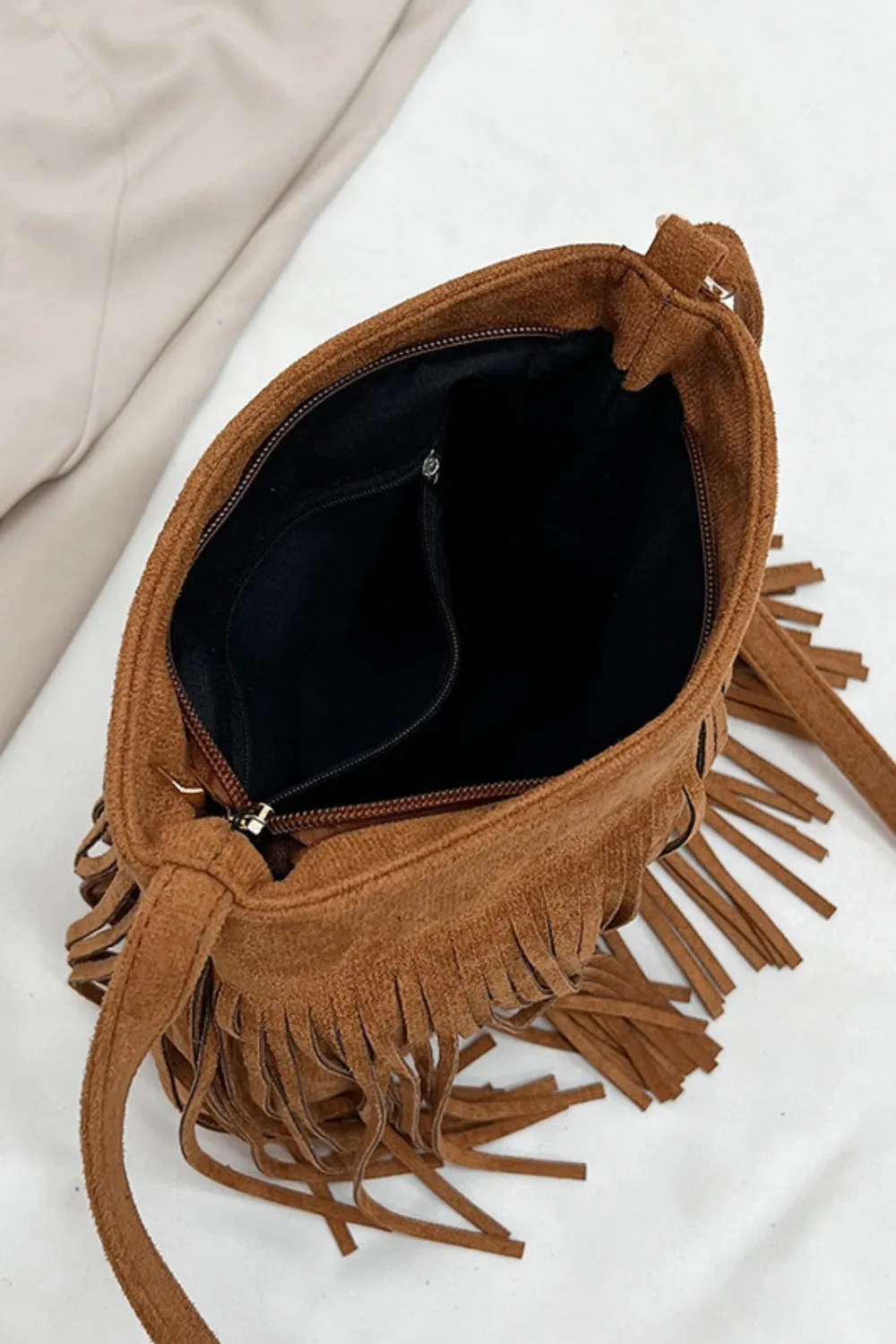 Suede Fringe Shoulder Bag sold by Charming Charlie product image thumbnail 5