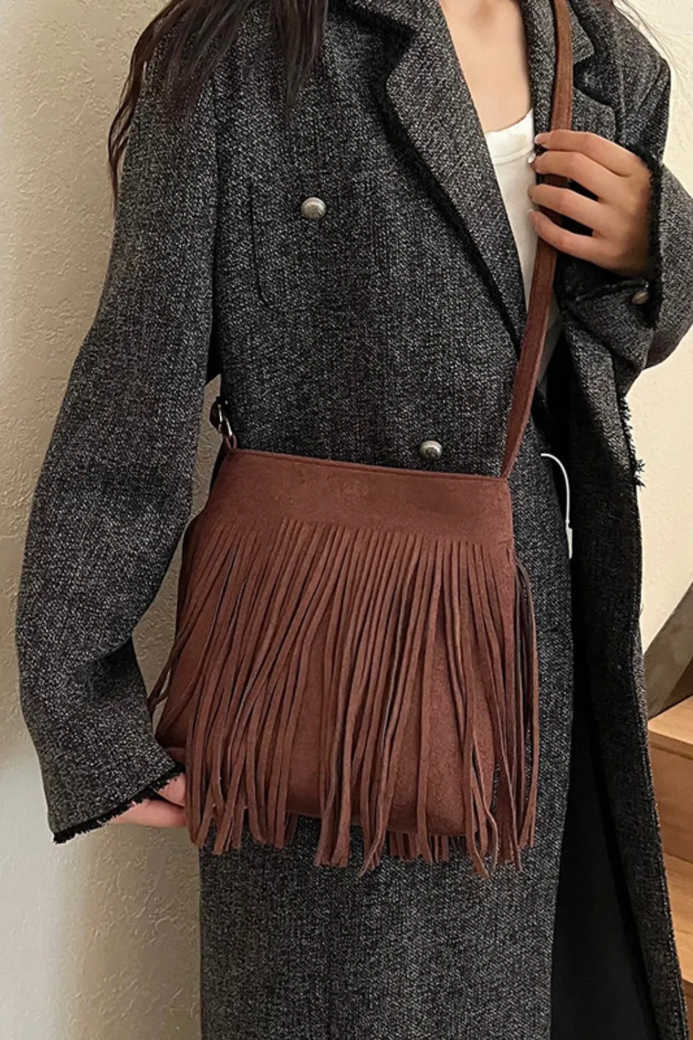 Suede Fringe Shoulder Bag sold by Charming Charlie product image thumbnail 2